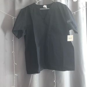 BLACK V NECK SCRUB TOP